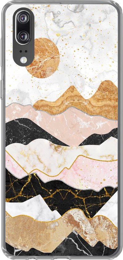 Coque Huawei P20 - Marbre - Or - Pastel - Coque de téléphone en Siliconen