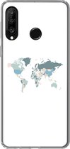 Geschikt voor Huawei P30 Lite hoesje - Wereldkaart - Pastel - Landen - Siliconen Telefoonhoesje