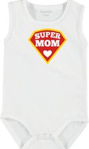 Baby Rompertje met tekst 'Supermom' | mouwloos l | wit zwart | maat 50/56 | cadeau | Kraamcadeau | Kraamkado