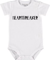 Baby Rompertje met tekst 'Heartbreaker' |Korte mouw l | wit zwart | maat 50/56 | cadeau | Kraamcadeau | Kraamkado