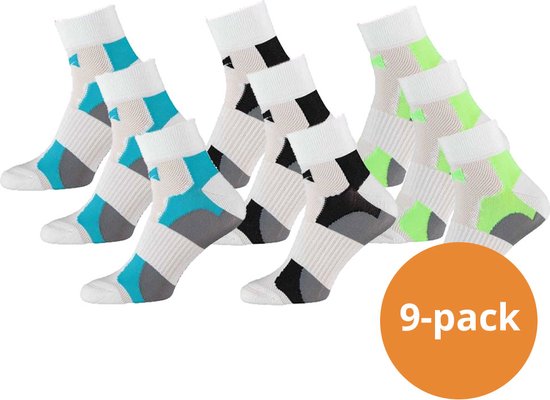 Xtreme Sockswear Fietssokken Quarter - 9 paar Witte fiets sokken - Enkelhoogte - Maat 35/38