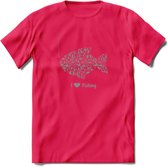 I Love Fishing - Vissen T-Shirt | Grijs | Grappig Verjaardag Vis Hobby Cadeau Shirt | Dames - Heren - Unisex | Tshirt Hengelsport Kleding Kado - Roze - S