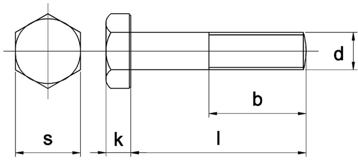 Bout Din931 8.8 M12X280Mm Elvz zonder Moer - 25 stuks