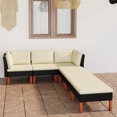 vidaXL 6-delige Loungeset met kussens poly rattan zwart