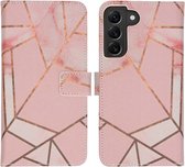 iMoshion Hoesje Geschikt voor Samsung Galaxy S22 Plus Hoesje Met Pasjeshouder - iMoshion Design Softcase Bookcase - Roze / Pink Graphic