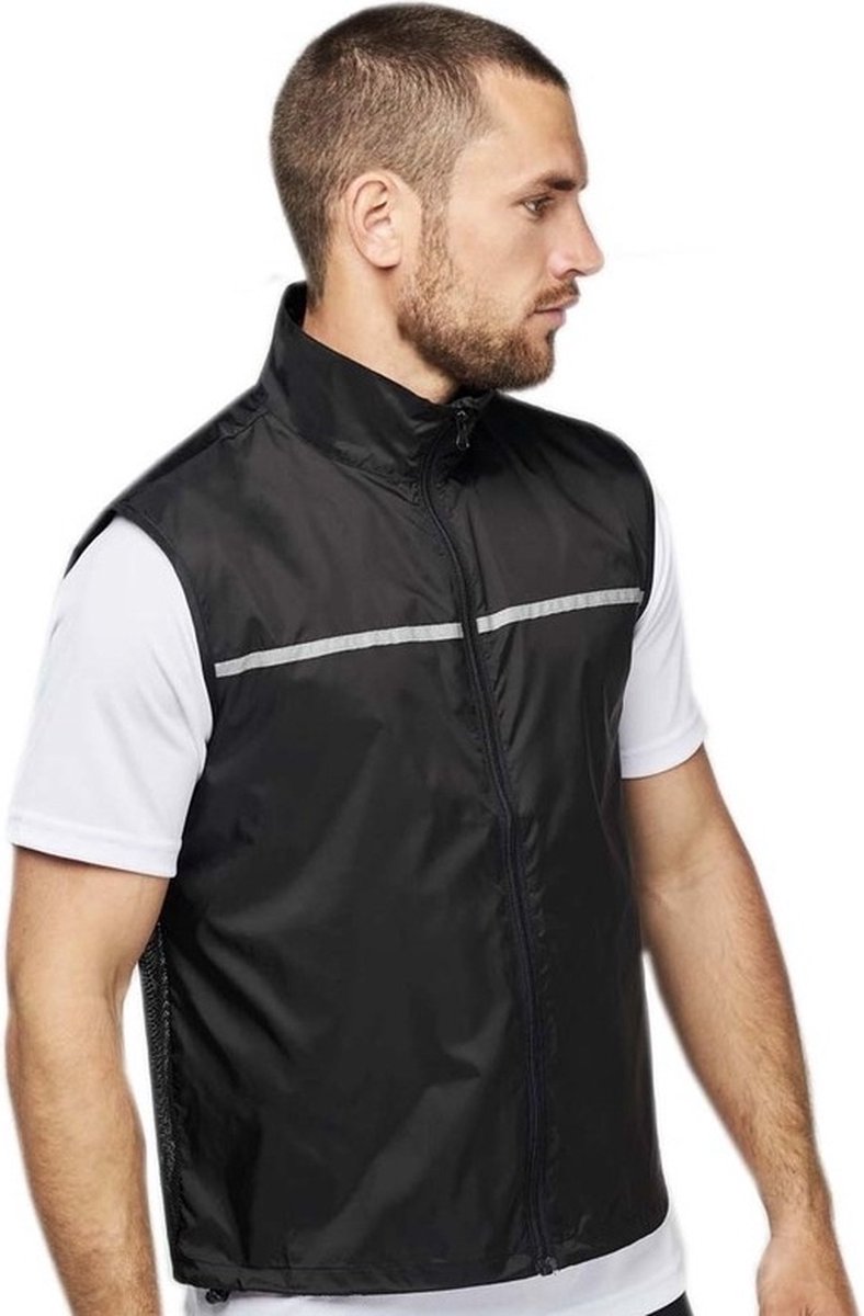 Hardloop/runner reflecterend sport vest/bodywamer zwart - Reflecterend sportkleding - Veiligheidvesten XL (42/54)