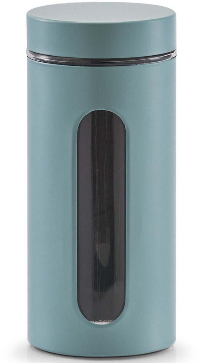 Zeller - Voorraadbus met Venster - Metaal - Groen - 1200ml