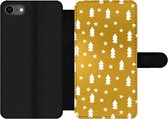 Bookcase Geschikt voor iPhone 7 telefoonhoesje - Kerstboom - Sterren - Goud - Met vakjes - Wallet case met magneetsluiting