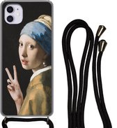 Coque avec cordon iPhone 12 - Peinture - Vermeer - Maîtres anciens - Siliconen - Bandoulière - Coque arrière avec cordon - Coque pour téléphone avec cordon - Etui avec corde