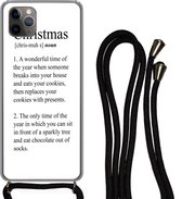 Hoesje met koord Geschikt voor iPhone 11 Pro Max - Christmas definitie - Kerst - Spreuken - Quotes - Woordenboek - Siliconen - Crossbody - Backcover met Koord - Telefoonhoesje met koord - Hoesje met touw