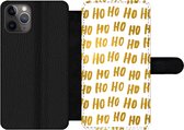 Bookcase Geschikt voor iPhone 11 Pro telefoonhoesje - Quotes - Kerstman - Spreuken - Ho ho ho - Goud - Met vakjes - Wallet case met magneetsluiting