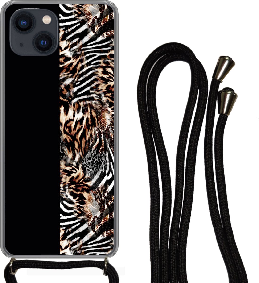 Telefoonkoord - Telefoonketting - Telefoonhoesje Geschikt voor iPhone 13 - Vacht - Design - Dieren - Siliconen - Crossbody - Telefoonhoesje met koord Telefoonhoesje