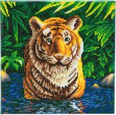 Diamond Painting Crystal Art Kit ® Tiger Pool 30x30 cm, Full Painting