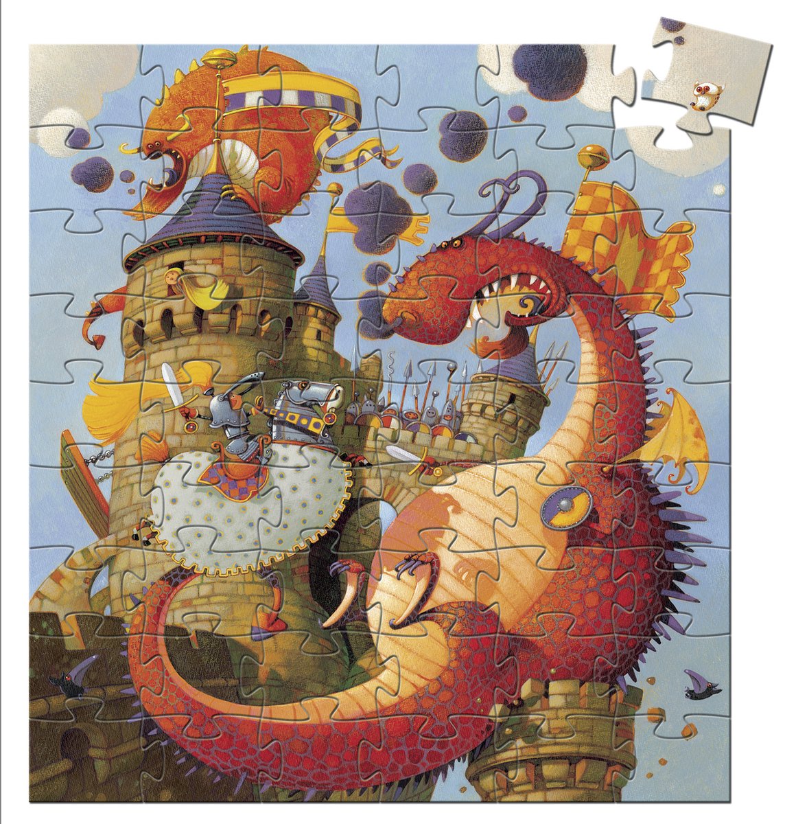 Djeco silhouetpuzzels Vaillant and the dragon - 54pds