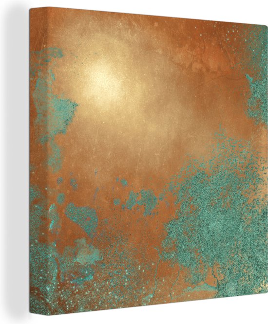 Canvas Schilderij Brons - Roest - Blauw - 90x90 cm - Wanddecoratie