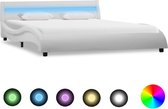 vidaXL Bedframe met LED kunstleer wit 160x200 cm