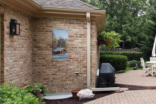 Affiche de jardin Cabane dans les montagnes de Suisse en hiver - 40x80 cm - Décoration murale Outdoor - Affiche de jardin - Toile de jardin - Affiche de clôture - Tableau de jardin