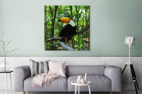 Tableau sur toile Toucan dans un arbre - 90x90 cm - Décoration murale