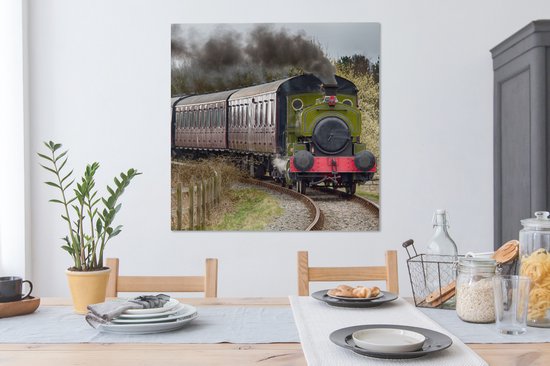 Tableau sur Toile L'Arrivée du Train à Vapeur - 90x90 cm - Décoration murale