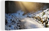 Canvas Schilderij De zon breekt door de bossen in het Engelse Nationaal park Northumberland - 80x40 cm - Wanddecoratie