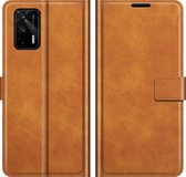 Realme GT Hoesje - Mobigear - Wallet Serie - Kunstlederen Bookcase - Cognac - Hoesje Geschikt Voor Realme GT