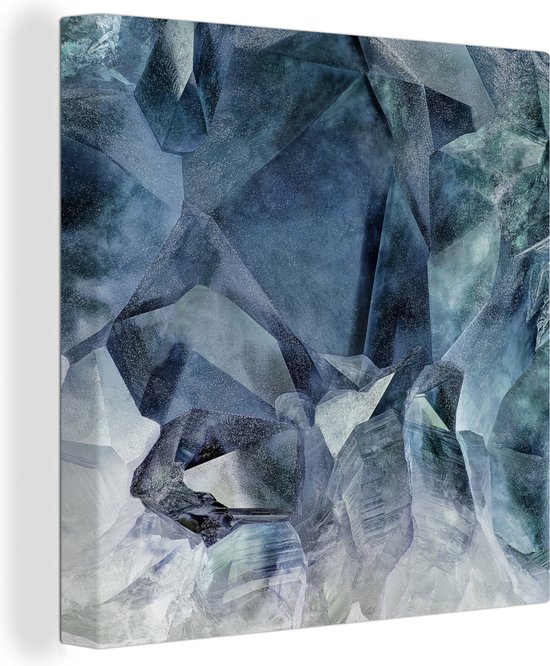 Canvas Schilderij Binnenkant van een blauw kristal uit e natuur - 50x50 cm - Wanddecoratie