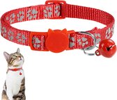 Reflecterende halsband Voor katten - Rood - Pootjes - Veiligheidssluiting - Reflecterend