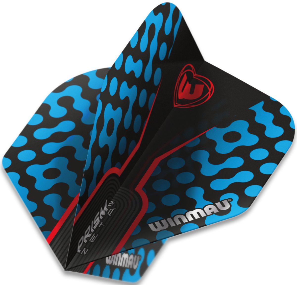 WINMAU - Prism Zeta Zwart, Blauw en Rood Dartvluchten - 1 set per pakket (3 vluchten in totaal)