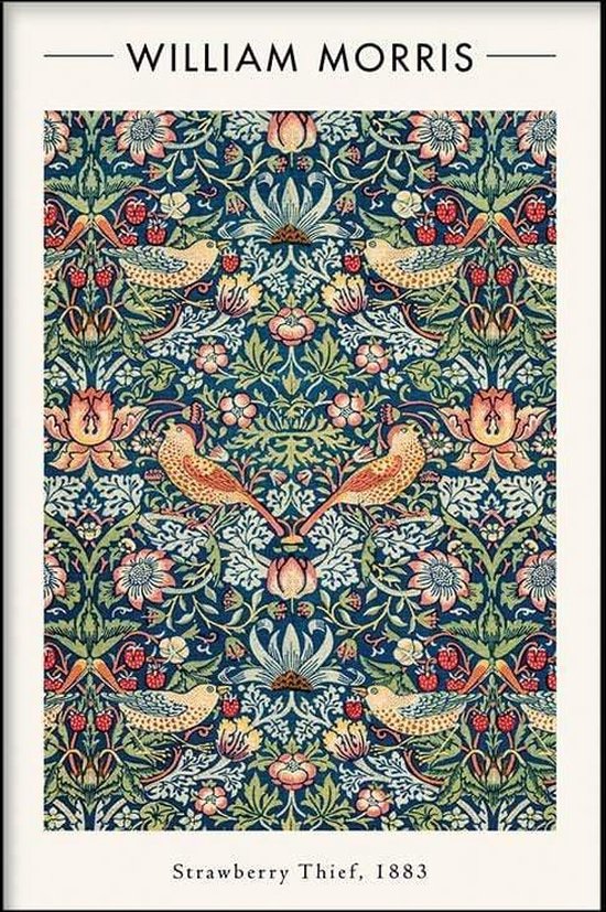 Walljar - William Morris - Strawberry Thief - Muurdecoratie - Poster met lijst