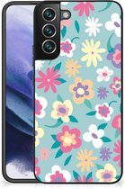 GSM Hoesje met Tekst Geschikt voor Samsung Galaxy S22 Pro Leuk TPU Back Case met Zwarte rand Flower Power
