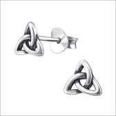 Aramat jewels ® - Zilveren keltische oorbellen triquetra geoxideerd 925 zilver 6mm