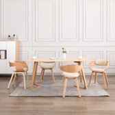 Decoways - Eetkamerstoelen 4 stuks gebogen hout en kunstleer