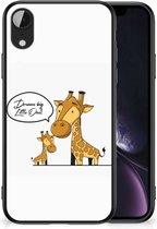Smartphone Hoesje Geschikt voor iPhone XR Trendy Telefoonhoesjes met Zwarte rand Giraffe