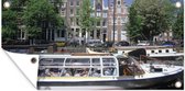 Tuinposter Rondvaartboot in de Brouwersgracht in Amsterdam - 60x30 cm - Tuindoek - Buitenposter