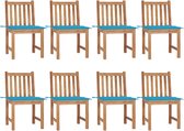 Decoways - Tuinstoelen 8 st met kussens massief teakhout