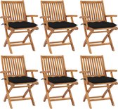 Decoways - Tuinstoelen 6 stuks inklapbaar met kussens massief teakhout