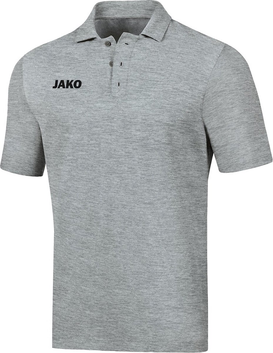 929x1200.jpg Jako Base Polo Kind Lichtgrijs Gemeleerd Maat 140 - Afbeelding 1