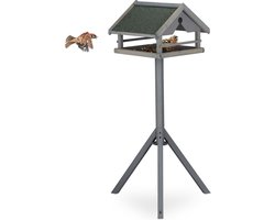 Voedertafel Tuinvogels op standaard - Weerbestendig dak - 120 x 62 x 55 cm - Hout