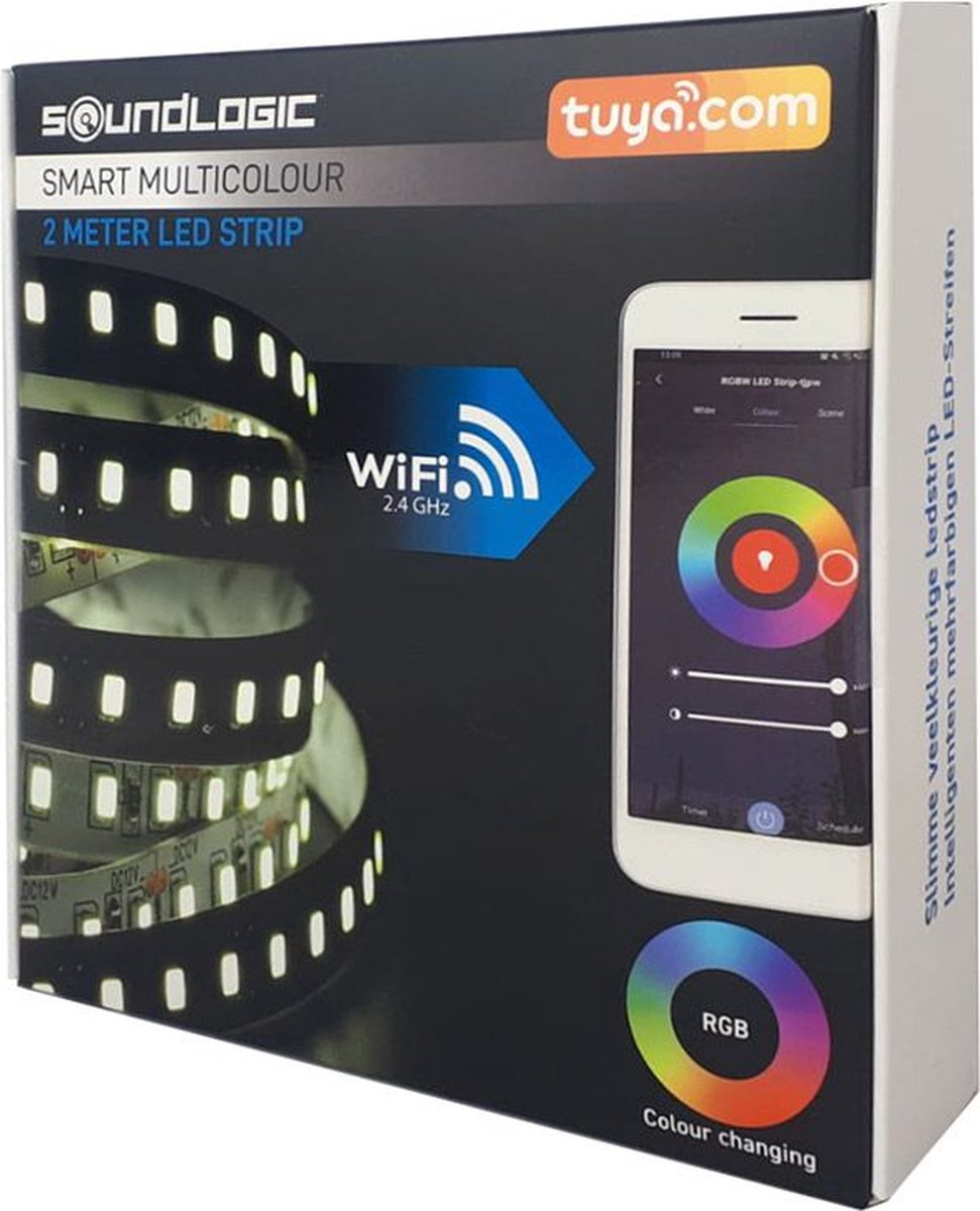 Soundlogic Smart LED strips - 2 meter - Wit en RGB kleuren - Zelfklevend -  Smartphone app | bol
