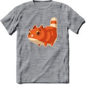 Jagende kat T-Shirt Grappig | Dieren katten Kleding Kado Heren / Dames | Animal Skateboard Cadeau shirt - Donker Grijs - Gemaleerd - XL
