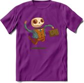 Casual skelet T-Shirt Grappig | Dieren halloween Kleding Kado Heren / Dames | Animal Skateboard Cadeau shirt - Paars - M