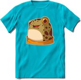 Blije kikker T-Shirt Grappig | Dieren reptielen Kleding Kado Heren / Dames | Animal Skateboard Cadeau shirt - Blauw - 3XL