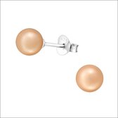 Aramat jewels ® - Zilveren pareloorbellen zalm 925 zilver 6mm