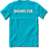 Duiveltje - Valentijn T-Shirt | Grappig Valentijnsdag Cadeautje voor Hem en Haar | Dames - Heren - Unisex | Kleding Cadeau | - Blauw - 3XL