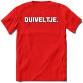 Duiveltje - Valentijn T-Shirt | Grappig Valentijnsdag Cadeautje voor Hem en Haar | Dames - Heren - Unisex | Kleding Cadeau | - Rood - L