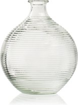Flesvaas met ribbel 'Femke' h20 d16,5 cm  - Transparant/Helder/Doorzichtig glas - Bloemen vaas - Decoratie - Gestreept/Geribbeld patroon