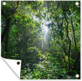 Tuin poster Zon breekt door de bomen van het oerwoud in het Nationaal park Corcovado - 200x200 cm - Tuindoek - Buitenposter