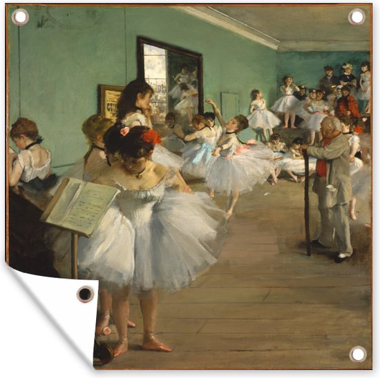 Tuindoek De balletklas - Schilderij van Edgar Degas - 100x100 cm