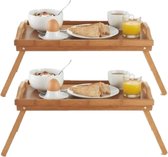 Set van 2x stuks ontbijt op bed dienblad/tafeltjes hout 50 x 30 cm - Bedtafel/dienblad/serveerblad