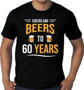 Grote maten Cheers and beers 60 jaar verjaardag cadeau t-shirt zwart voor heren - 60 jaar bier liefhebber verjaardag shirt / outfit XXXL